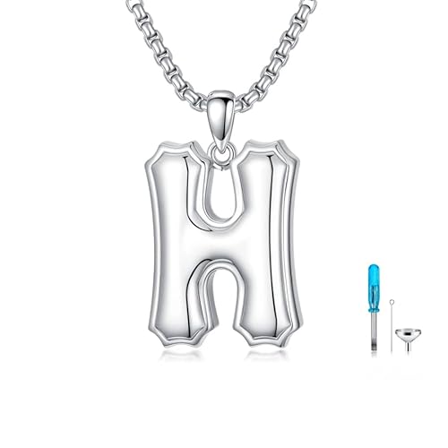 SISGEM Urnen-Halskette aus echtem Sterlingsilber für Herren, S925er-Sterlingsilber, Buchstabe A-Z, Halsketten für Männer, Ehemann, Ihn (Stil 8) von SISGEM