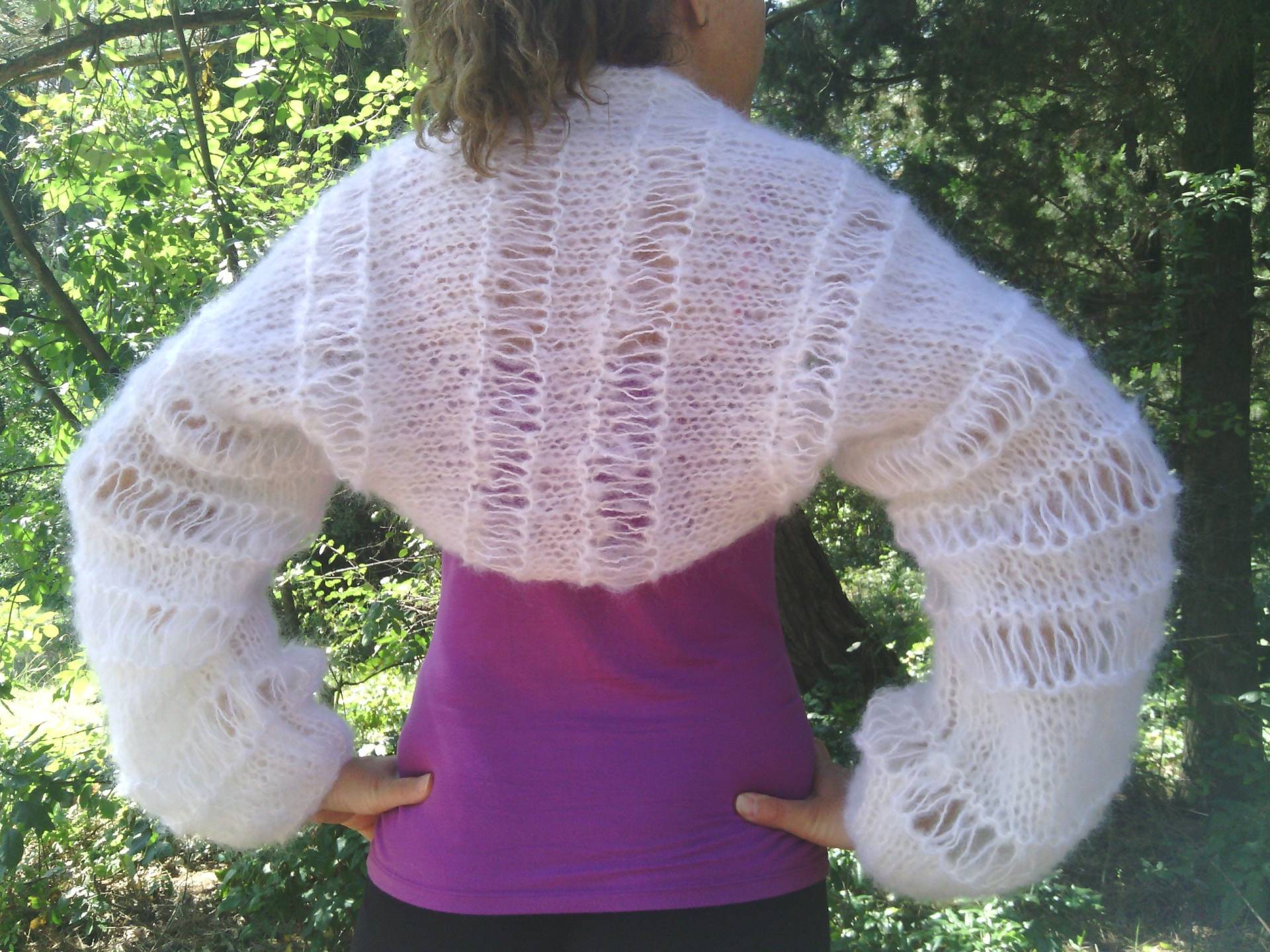 Handgestrickte Mohair Bolero Sommer Pullover Lange Ärmel Shrug von SISKAhandknit7