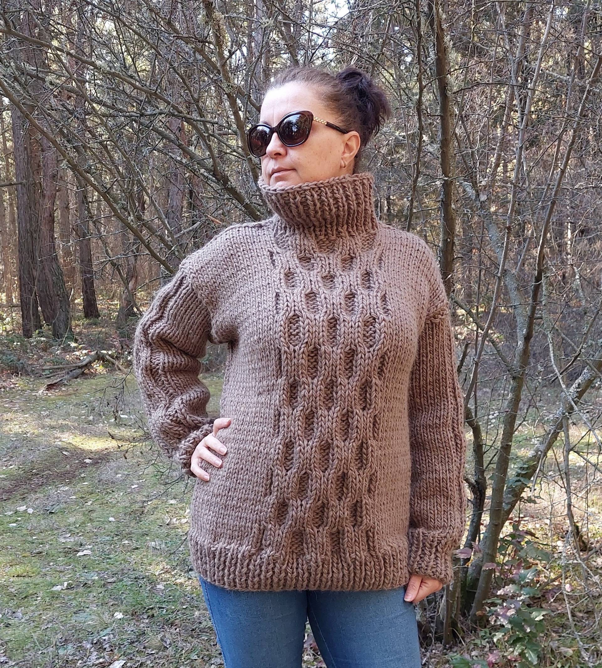 Wollpullover Herren 100 % Merinogarn, Dicker Grobstrick Pullover, Handgestrickt Eco Garn von SISKAhandknit7