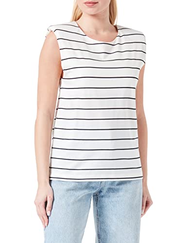 Sisley Damen 3TH8L101G T-Shirt, Black and White Stripes 902, XS von SISLEY