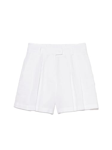 Sisley Damen Bermuda 4aghl9013 Linen Shorts, Rectangular Waist with Double Crease Motif On Front and Elastic at Back Closure Visible Button, Men's Style Pockets, Single Welt, Weiß, 34 EU von SISLEY