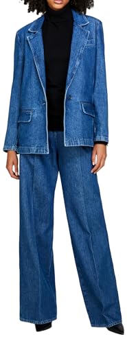 Sisley Womens 2V8JLW01F Jacket, Blue Denim 902, 40 von SISLEY