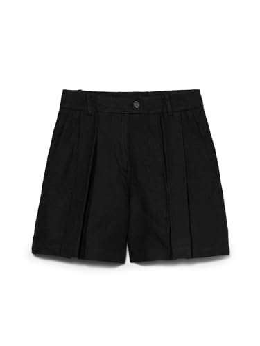 Sisley Womens Bermuda 4AGHL9013 Linen Shorts, Rectangular Double Crease Motif on and Elastic at Waist, Closure with Visible Button, Men's Style Front, Single Welt Back Pockets, Black, 40 Sisley Womens Bermuda 4AGHL9013 Linen Shorts, Rectangular Double Crease Motif on and Elastic at Waist, Closure with Visible Button, Men's Style Front, Single Welt Back Pockets, Black, 40 von SISLEY