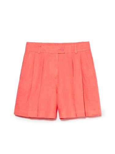 Sisley Womens Bermuda 4AGHL9013 Linen Shorts, Rectangular Double Crease Motif on and Elastic at Waist, Closure with Visible Button, Men's Style Front, Single Welt Back Pockets, Red, 40 Sisley Womens Bermuda 4AGHL9013 Linen Shorts, Rectangular Double Crease Motif on and Elastic at Waist, Closure with Visible Button, Men's Style Front, Single Welt Back Pockets, Red, 40 von SISLEY