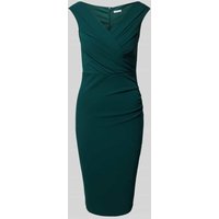 SISTAGLAM Knielanges Cocktailkleid mit Raffungen in Dunkelgruen, Größe 42 von SISTAGLAM