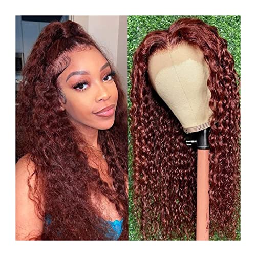 Perücken Rotbraune Kinky Curly Lace Perücke 20-30 Zoll Synthetische Lace Front Perücken for Frauen Vorgezupfte Kupferrote Lace Frontal Perücke mit Babyhaar perücke fasching (Size : 13X1 T Part Lace W von SISWIM