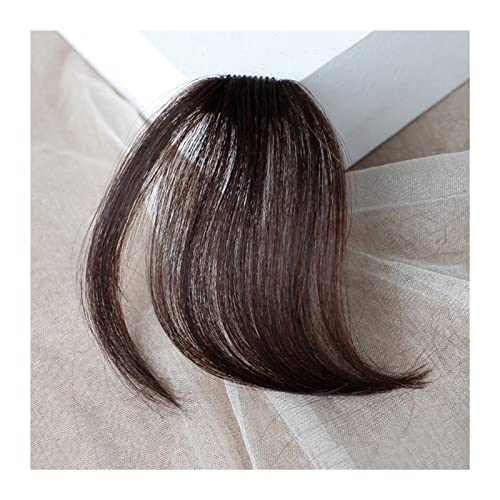 Pony Clip-in-Pony, dünnes, natürliches, künstliches Fransen-Haarteil, vorderes Clip-on-Air-Pony, gerade Fransen, Haarverlängerungen, künstliche Haarteile for Frauen Pony Haarspange (Color : Dark brow von SISWIM