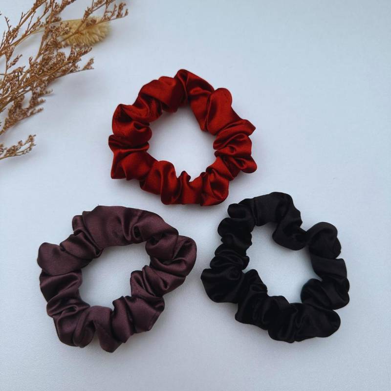 Scrunchies Aus Satin - Herbst Set Mini Haargummi Damen Haaraccessoire Handmade Stoff Nachhaltiges Geschenk Für Frauen von SISde