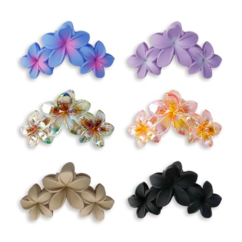 SITAKEGS Blume Haar Kralle Clips, 6pcs Anti-Rutsch-Matte große Blume Haar Clip starken Halt Haar fangen Hawaii Kralle Clip, Frauen Mädchen Haar Griffe Haar Styling-Accessoires für mittlere dicke von SITAKEGS