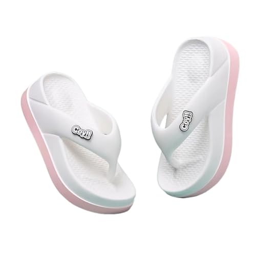 Flip-Flops für Damen Sommer Damen Flip-Flops 4cm Höhe Rutschfeste Sommer Sandalen Damen Slides Mädchen Hausschuhe(WHITE,37-38) von SITBXO