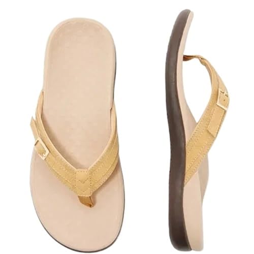 Flip-Flops für Damen Sommer Orthopädische Sandalen Frauen Hausschuhe Hause Schuhe Casual Weibliche Slides(Yellow,41) von SITBXO