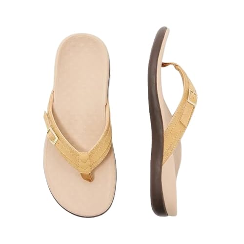 Flip-Flops für Damen Sommer Orthopädische Sandalen Frauen Hausschuhe Hause Schuhe Casual Weibliche Slides(Yellow,42) von SITBXO