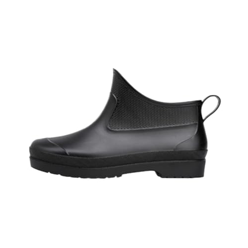 Gummi Regen Stiefel Knöchel Wasserdichte Booties Männer Arbeit Schuhe Gummistiefel Herren(Black,43) von SITBXO