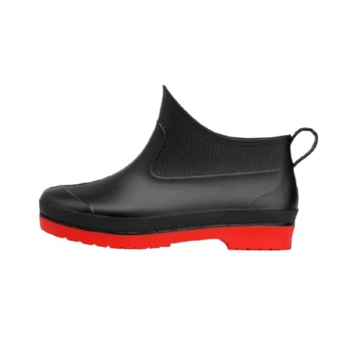 Gummi Regen Stiefel Knöchel Wasserdichte Booties Männer Arbeit Schuhe Gummistiefel Herren(Red,42) von SITBXO