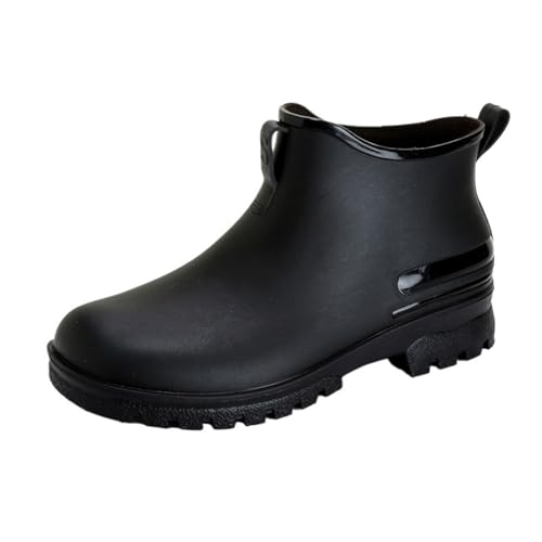 Herren Regenstiefel Gummi wasserdichte Arbeitsstiefel Bequeme Wanderschuhe for Männer Kurze Stiefel Gummistiefel Herren(Black,42) von SITBXO