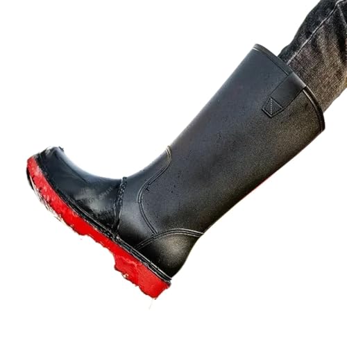 Herren Regenstiefel Outdoor Gummi Männliche Schuhe Galoschen for die Stadt Niedrigen Absatz Wasserdicht Beständig Gummistiefel Herren(Black Red Shoes,43) von SITBXO