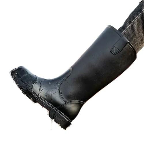 Herren Regenstiefel Outdoor Gummi Männliche Schuhe Galoschen for die Stadt Niedrigen Absatz Wasserdicht Beständig Gummistiefel Herren(Black Shoes,42) von SITBXO