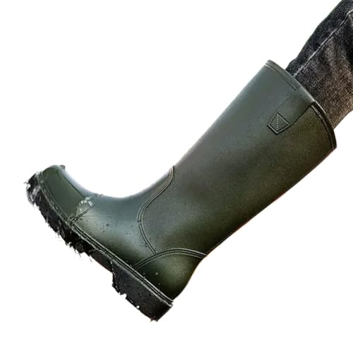 Herren Regenstiefel Outdoor Gummi Männliche Schuhe Galoschen for die Stadt Niedrigen Absatz Wasserdicht Beständig Gummistiefel Herren(Green Shoes,44) von SITBXO