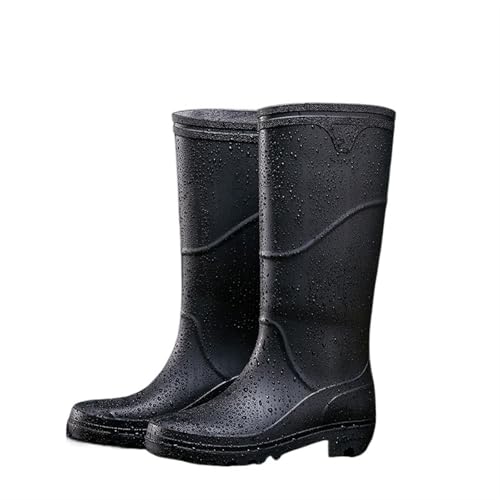 Kniehohe Regenschuhe for Herren, Outdoor-Watstiefel, dicke Stiefel mit mittlerer Wade for Wandern, Gummistiefel Gummistiefel Herren(Knee high Black,43) von SITBXO