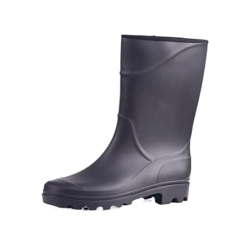 Kniehohe Regenschuhe for Herren, Outdoor-Watstiefel, dicke Stiefel mit mittlerer Wade for Wandern, Gummistiefel Gummistiefel Herren(Mid-calf Black,43) von SITBXO