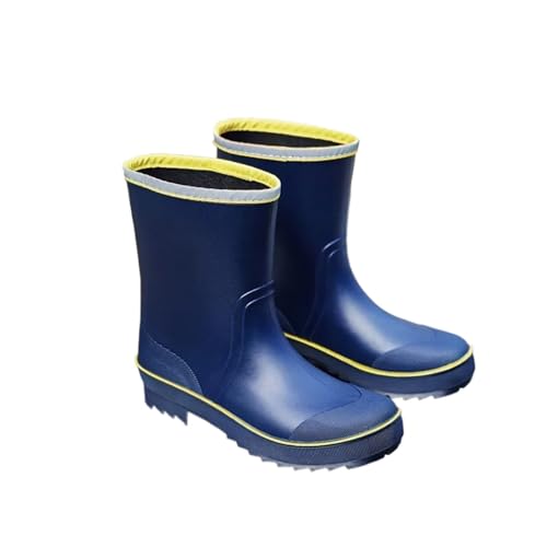 Mittelhohe Regenstiefel for Herren, dicke Sohlen, Arbeits-/Wasserschuhe, wasserdicht, lässige Gummistiefel Herren(Blue Yellow,44) von SITBXO