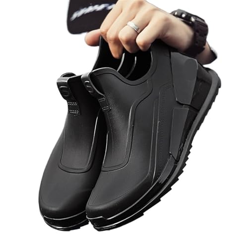 Regenschuhe, Herren-Regenstiefel, wasserdichte Schuhe, Küchengummischuhe, Überschuhe, Autowaschschuhe Gummistiefel Herren(Black,44) von SITBXO