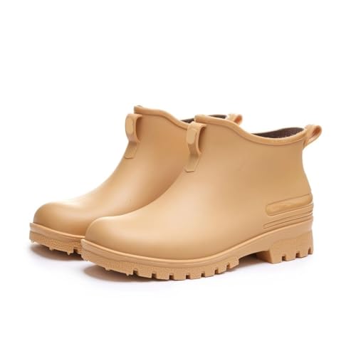 Regenschuhe Herren wasserdichte Schuhe Outdoor verschleißfeste Kunststoffschuhe Baumwolle warme kurze Regenstiefel Gummistiefel Herren(Color1,42) von SITBXO