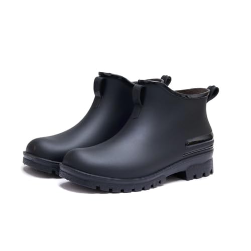 Regenschuhe Herren wasserdichte Schuhe Outdoor verschleißfeste Kunststoffschuhe Baumwolle warme kurze Regenstiefel Gummistiefel Herren(Color2,40) von SITBXO