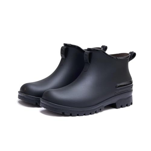 Regenschuhe Herren wasserdichte Schuhe Outdoor verschleißfeste Kunststoffschuhe Baumwolle warme kurze Regenstiefel Gummistiefel Herren(Color2,44) von SITBXO