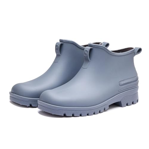 Regenschuhe Herren wasserdichte Schuhe Outdoor verschleißfeste Kunststoffschuhe Baumwolle warme kurze Regenstiefel Gummistiefel Herren(Color3,40) von SITBXO