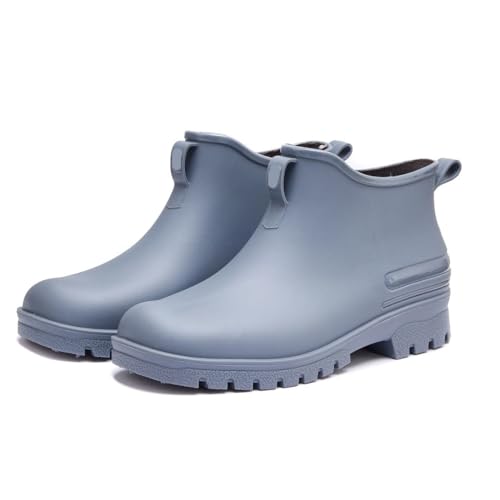 Regenschuhe Herren wasserdichte Schuhe Outdoor verschleißfeste Kunststoffschuhe Baumwolle warme kurze Regenstiefel Gummistiefel Herren(Color3,42) von SITBXO