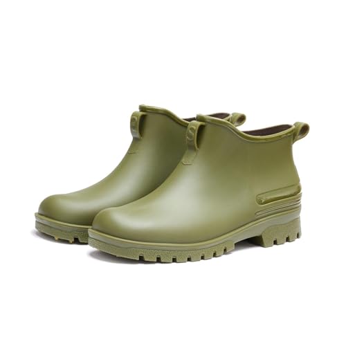Regenschuhe Herren wasserdichte Schuhe Outdoor verschleißfeste Kunststoffschuhe Baumwolle warme kurze Regenstiefel Gummistiefel Herren(Color4,40) von SITBXO