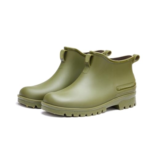 Regenschuhe Herren wasserdichte Schuhe Outdoor verschleißfeste Kunststoffschuhe Baumwolle warme kurze Regenstiefel Gummistiefel Herren(Color4,40) von SITBXO