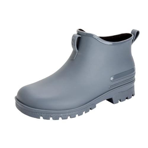 Regenschuhe Herren wasserdichte Schuhe Outdoor verschleißfeste Kunststoffschuhe Winter Baumwolle warme kurze Regenstiefel Männer Gummistiefel Herren(Gray,42) von SITBXO