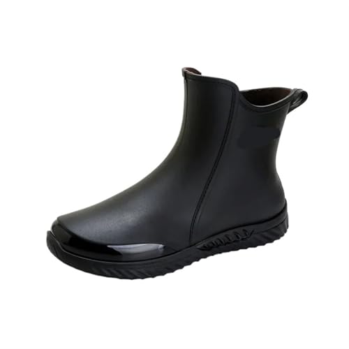 Regenstiefel for Herren, kurze Stiefel, Küchenschuhe, niedrig geschnitten, for den Außenbereich, Autowäsche, wasserdichte Schuhe Gummistiefel Herren(Black,40) von SITBXO