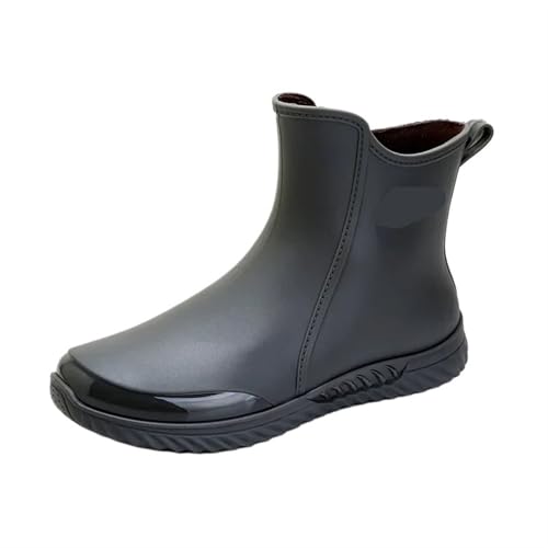 Regenstiefel for Herren, kurze Stiefel, Küchenschuhe, niedrig geschnitten, for den Außenbereich, Autowäsche, wasserdichte Schuhe Gummistiefel Herren(Grey,41) von SITBXO