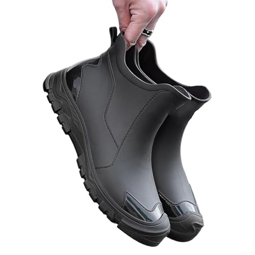 Regenstiefel for Herren, regenfeste und wasserdichte Schuhe, kurze, lässige Gummistiefel, Arbeitsgummischuhe Gummistiefel Herren(Black,39) von SITBXO