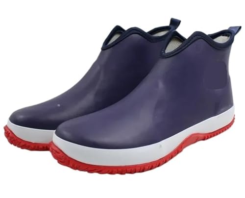 SITBXO Gummischuhe for Herren, lässige Regenstiefel, wasserdichte Arbeitsstiefeletten for, Plateau-Regenstiefel Gummistiefel Herren(Blue,43) von SITBXO
