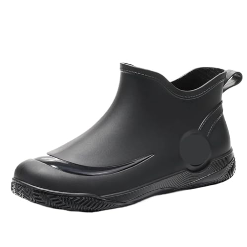SITBXO Herren Casual Regenstiefel Verschleißfeste Wasserschuhe Warme männliche Schneestiefel Wasserdichter Herrenstiefel Gummistiefel Herren(Black,43) von SITBXO