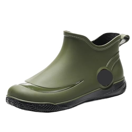 SITBXO Herren Casual Regenstiefel Verschleißfeste Wasserschuhe Warme männliche Schneestiefel Wasserdichter Herrenstiefel Gummistiefel Herren(Dark Green,44) von SITBXO