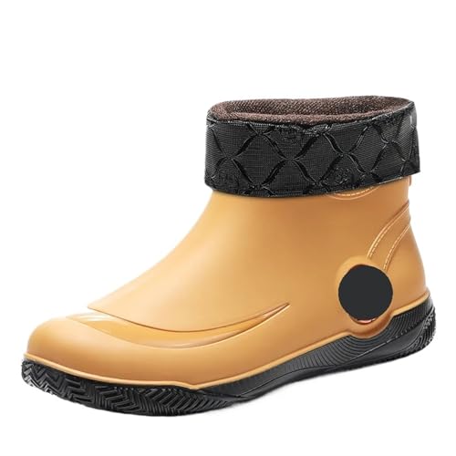 SITBXO Herren Casual Regenstiefel Verschleißfeste Wasserschuhe Warme männliche Schneestiefel Wasserdichter Herrenstiefel Gummistiefel Herren(Warm yellow,43) von SITBXO
