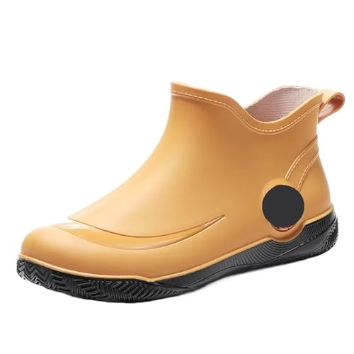 SITBXO Herren Casual Regenstiefel Verschleißfeste Wasserschuhe Warme männliche Schneestiefel Wasserdichter Herrenstiefel Gummistiefel Herren(Yellow,44) von SITBXO