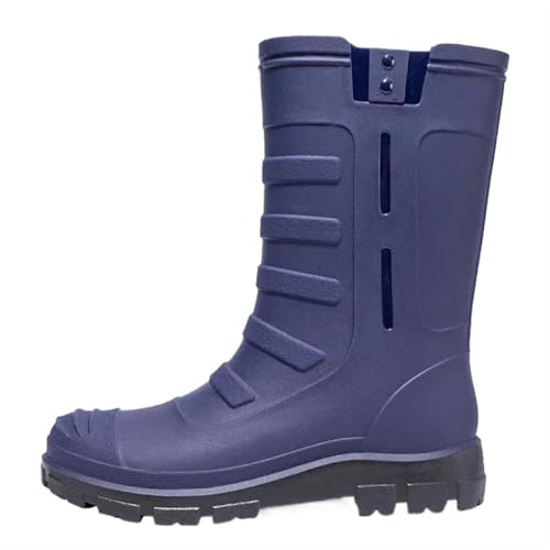 SITBXO Herren Mid-Tube High-Tube Outdoor Wasserdichte Verschleißfeste Regenstiefel Gummischuhe Gummistiefel Herren(Dark Blue,39) von SITBXO