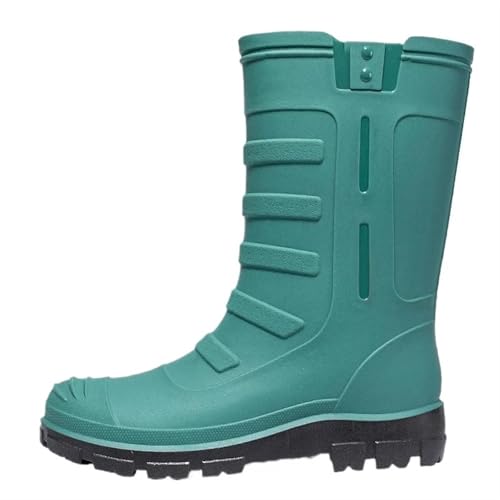 SITBXO Herren Mid-Tube High-Tube Outdoor Wasserdichte Verschleißfeste Regenstiefel Gummischuhe Gummistiefel Herren(Dark Green,36) von SITBXO