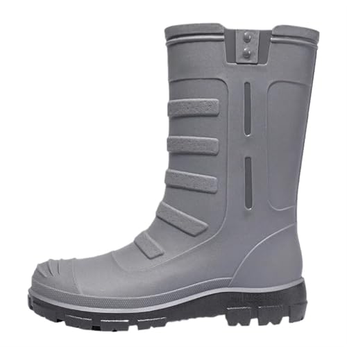 SITBXO Herren Mid-Tube High-Tube Outdoor Wasserdichte Verschleißfeste Regenstiefel Gummischuhe Gummistiefel Herren(GRAY,39) von SITBXO
