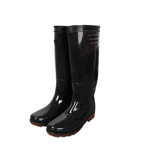 SITBXO Herren Regenstiefel Arbeitsschuhe Küche Wasserdicht Männlich Regen Autowäsche Herrenschuhe Gummistiefel Herren(Black and brown,45) von SITBXO