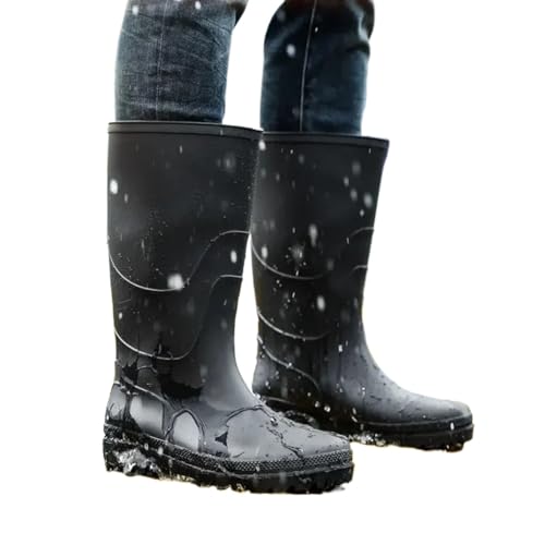 SITBXO Herren Regenstiefel Gummistiefel Herrenschuhe Wasserdicht und verschleißfest Arbeitsschuhe Gummi Wasserschuhe Breite Zehen Gummistiefel Herren(43) von SITBXO