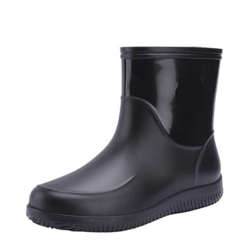 SITBXO Herren Regenstiefel Leichte Wanderregenschuhe Wasserdichte Outdoor Freizeit Gummischuhe Arbeitswasserschuhe Gummistiefel Herren(Black,48) von SITBXO