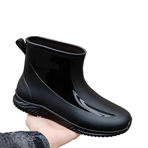 SITBXO Herren Regenstiefel Verschleißfeste Wasserschuhe Dicke Sohle Männliche Gummistiefel Herren(Black,40) von SITBXO