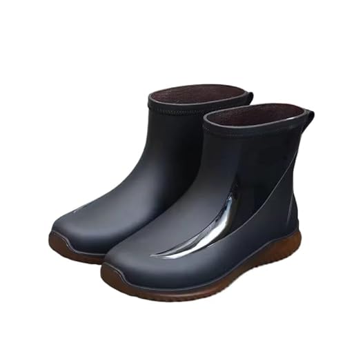 SITBXO Herren Regenstiefel Verschleißfeste Wasserschuhe Dicke Sohle Männliche Gummistiefel Herren(Black brown,41) von SITBXO